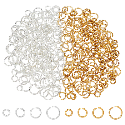 320Pcs 8 Styles 304 Stainless Steel Open Jump Rings STAS-WR0001-27-1