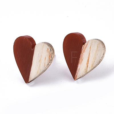 Resin & Wood Stud Earrings EJEW-N017-002A-C02-1