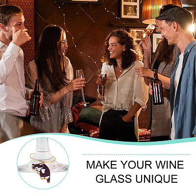 Cat Alloy Enamel Wine Glass Charms AJEW-AB00133-1