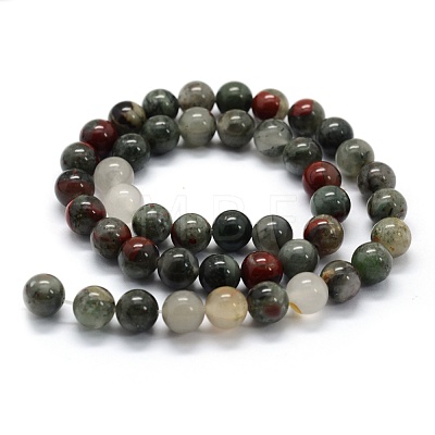 Natural African Bloodstone Beads Strands G-G763-08-8mm-1