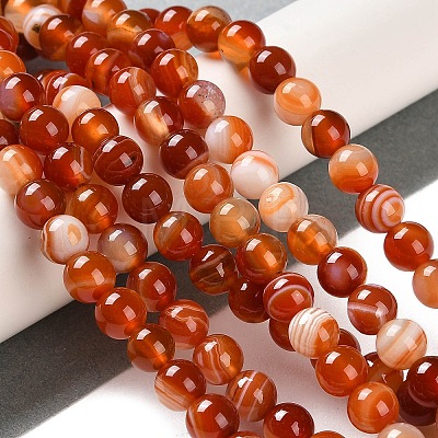 Natural Striped Agate/Banded Agate Beads Strands G-Z060-A01-A05-1