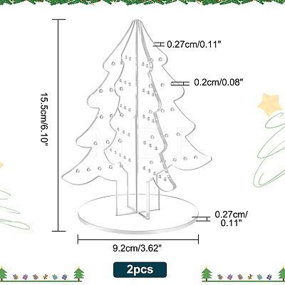 Christmas Tree Acrylic Earring Display Stands EDIS-WH0012-37B-1