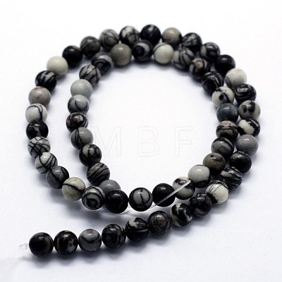 Natural Black Silk Stone/Netstone Beads Strands G-I199-11-14mm-1