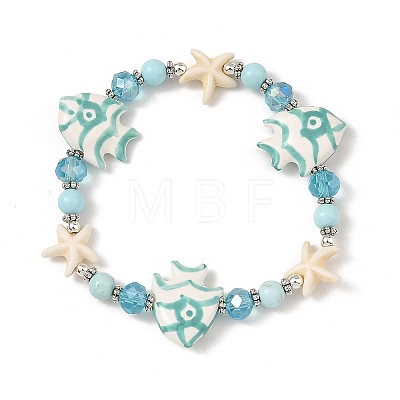 Natural Howlite Beaded Bracelets BJEW-JB14226-1
