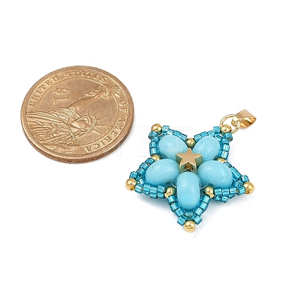 Handmade Glass Seed Beaded & Synthetic Dyed Imperial Jasper Beads Pendants PALLOY-MZ00751-01-1