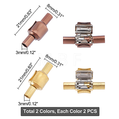 DICOSMETIC 4Pcs 2 Colors Ion Plating(IP) 304 Stainless Steel European Clasps with Cord Ends STAS-DC0004-33-1