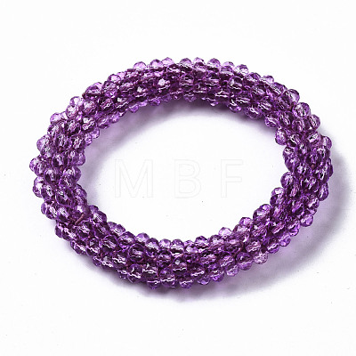 Faceted Transparent Glass Beads Stretch Bracelets BJEW-S144-002F-01-1