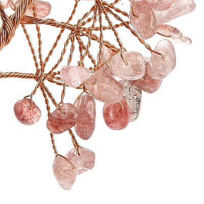 Natural Strawberry Quartz Chips Tree of Life Decorations DJEW-C016-02C-1