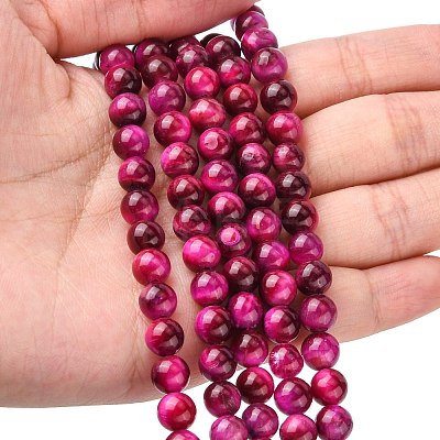 Natural Rose Tiger Eye Beads Strands X-G-G099-6mm-12-1