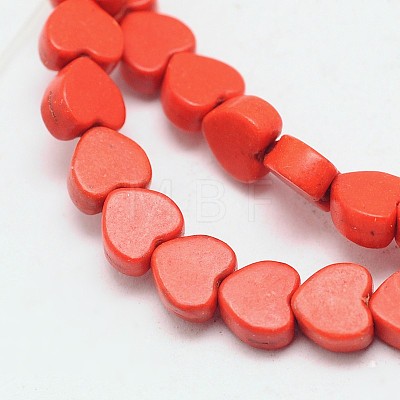 Dyed Synthetical Turquoise Heart Bead Strand G-P083-88-1