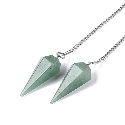 Natural Green Aventurine Dowsing Pendulum Pendants AJEW-N005-01E-1