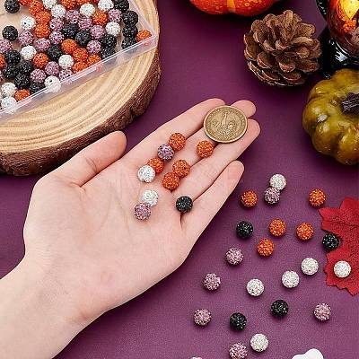 120Pcs 4 Colors Pave Disco Ball Beads RB-PH0001-58-1