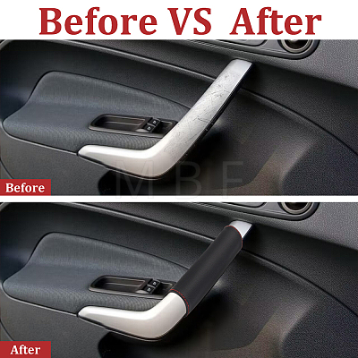 2Pcs PU Leather Car Door Handle Covers AJEW-WH0004-01B-1