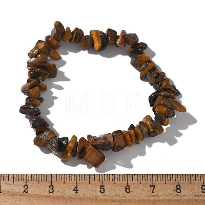 Unisex Chip Natural Tiger Eye Beaded Stretch Bracelets BJEW-S143-02-1