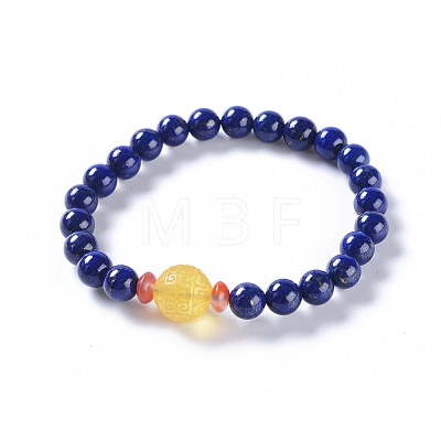 Natural Lapis Lazuli Stretch Bracelets BJEW-G626-03-1
