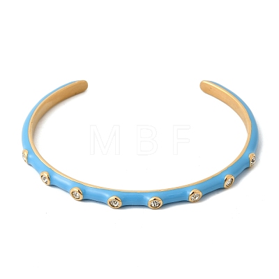 304 Stainless Steel Enamel Cuff Bangles for Women BJEW-D408-10G-1