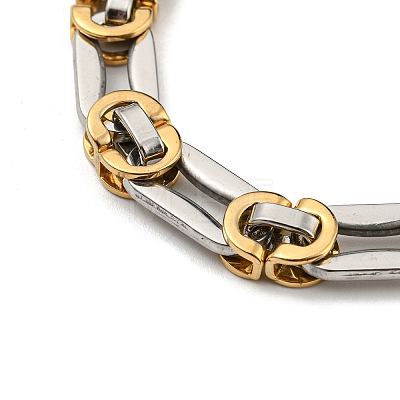 Two Tone 304 Stainless Steel Oval Link Chain Bracelet BJEW-B078-04GP-1