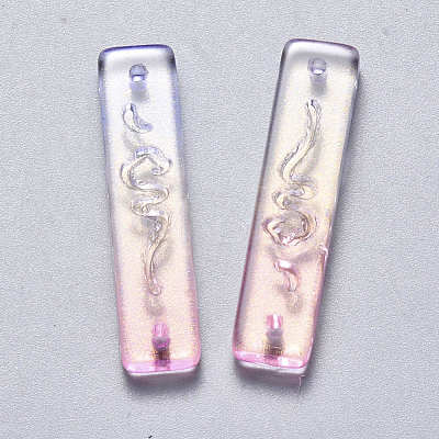Two Tone Transparent Spray Painted Glass Links connectors GLAA-S190-008B-01-1