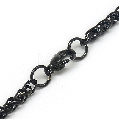 Trendy Men's 201 Stainless Steel Wheat Chain Necklaces NJEW-L043B-45B-1
