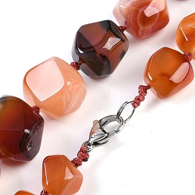 Red Agate Nuggets Beaded Necklaces for Women Men NJEW-K388-01B-1