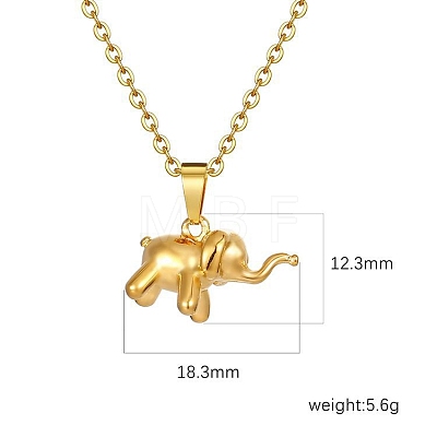 Stainless Steel Cable Chain Baby Elephant Pendant Necklaces PW-WG99660-01-1