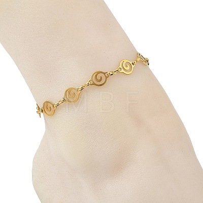 304 Stainless Steel Hollow Spiral Link Chain Anklets AJEW-AN00848-01-1