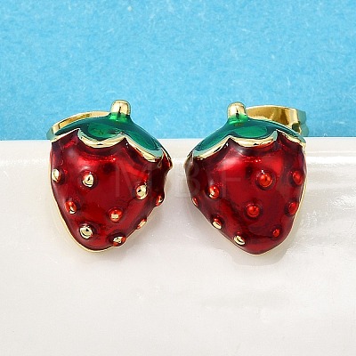 Brass Enamel Stud Earrings X-EJEW-G430-06B-G-1