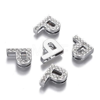 Alloy Letter Slide Charms RB-F034-01P-P-RS-1