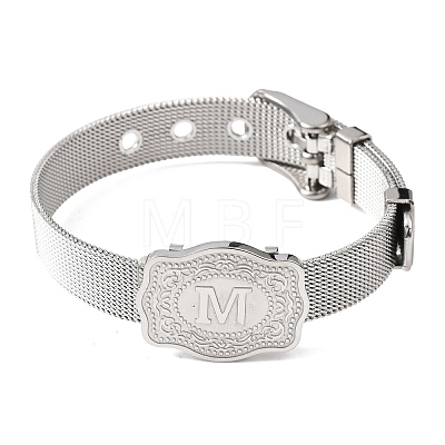 304 Stainless Steel Watch Band Chain Bracelets for Women Men BJEW-P386-09P-M-1