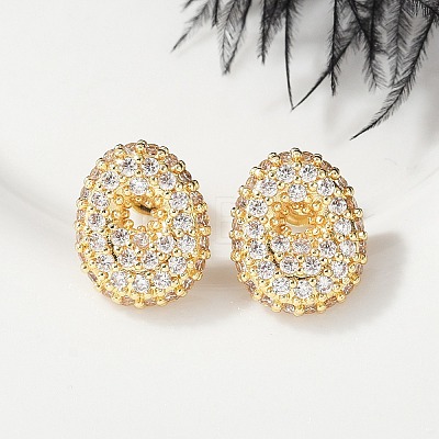 Brass Micro Pave Cubic Zirconia Stud Earrings EJEW-Z091-04G-O-1