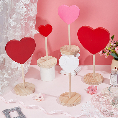 Pine Wood Heart Figurine WOCR-WH0004-028-1