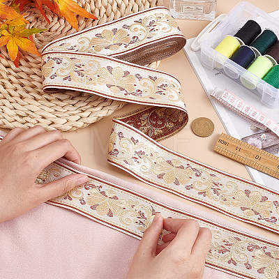 10 Yards Ethnic Style Embroidery Polyester Ribbons OCOR-WH0082-78A-1