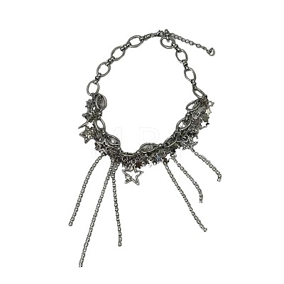 Star Brass & Alloy Crystal Rhinestone Tassel Choker Necklaces FS-WGAD64A-01-1