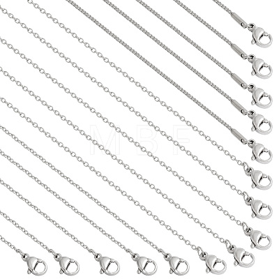  30Pcs 3 Style 304 Stainless Steel Box & Cable Chain Necklaces Set MAK-NB0001-26-1