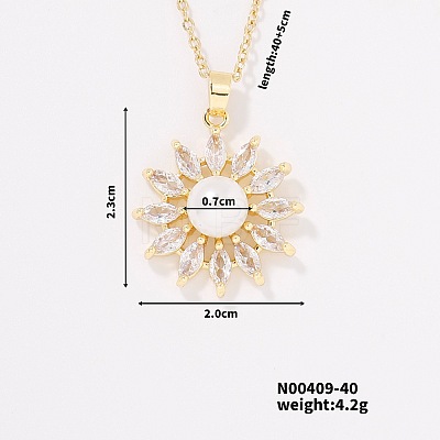 Fashionable Brass Clear Cubic Zirconia Pendant Cable Chain Necklaces for Women FN2830-4-1