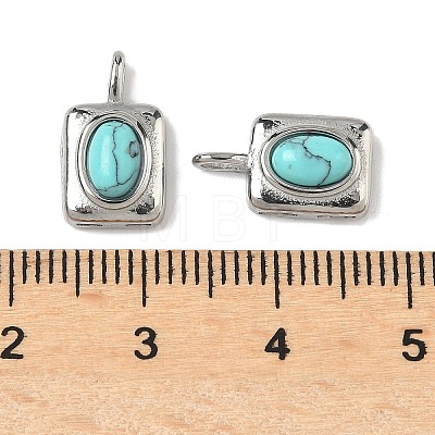 Natural & Synthetic Mixed Gemstone Rectangle with Oval Charms STAS-L022-516P-M-1