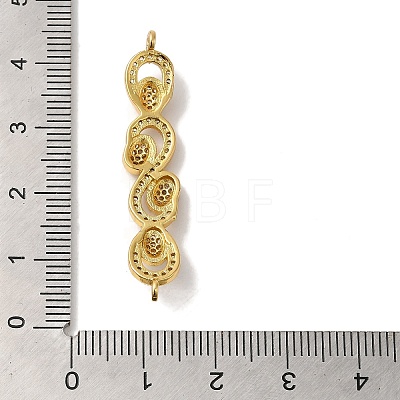 Rack Plating Brass Micro Pave Clear Cubic Zirconia Connector Charms KK-K377-81G-1