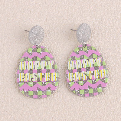 Easter Acrylic Glitter Powder Dangle Stud Earrings FS-WG58748-10-1