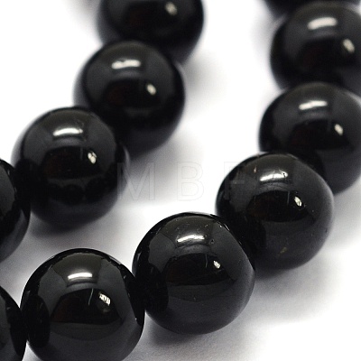 Natural Black Tourmaline Beads Strands G-G763-01-10mm-AB-1