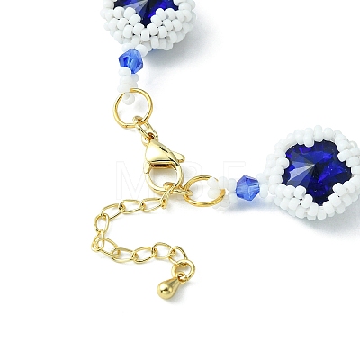 MIYUKI Glass Seed & Lampwork & Rhinestone Braided Star Link Chain Bracelets BJEW-MZ00038-01-1