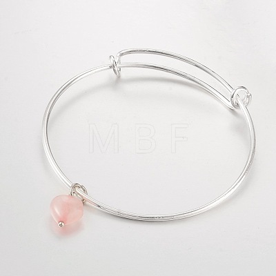 Adjustable Silver Color Plated Brass Charm Bangles BJEW-JB02101-1