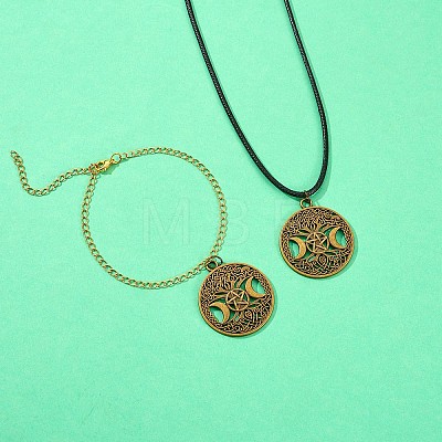 60Pcs Life of Tree Moon Charm Pendant Triple Moon Goddess Pendant Ancient Bronze for Jewelry Necklace Earring Making crafts JX339A-1