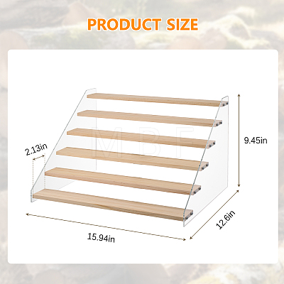 6-Tier Clear Plastic & Wood Organizer Display Riser Rack ODIS-WH0025-360-1