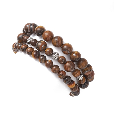 Adjustable Natural Tiger Eye Stretch Stackable Bracelets BJEW-JB13030-1