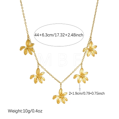 304 Stainless Steel Flower Multi Pendant Bib Necklaces for Women WG4B855-01-1