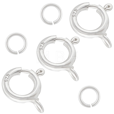 8Pcs 925 Sterling Silver Spring Ring Clasps STER-CN0001-33A-1