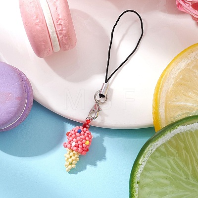 Glass Beaded Ice Cream Pendant Decorations HJEW-MZ00179-01-1