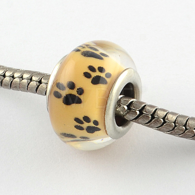 Large Hole Dog Paw Prints Pattern Resin European Beads OPDL-Q129-223A-1