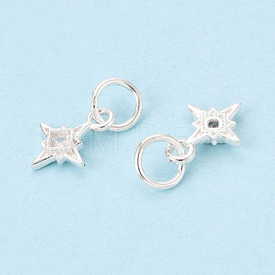 925 Sterling Silver Pave Clear Cubic Zirconia Star Charms STER-T009-15S-1
