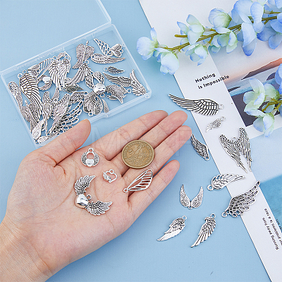110Pcs 22 Styles Tibetan Style Alloy Pendants FIND-DC0005-79-1